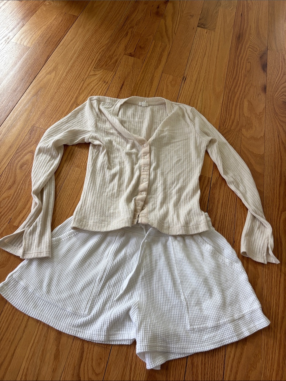 Bundled aerie top and waffle shorts